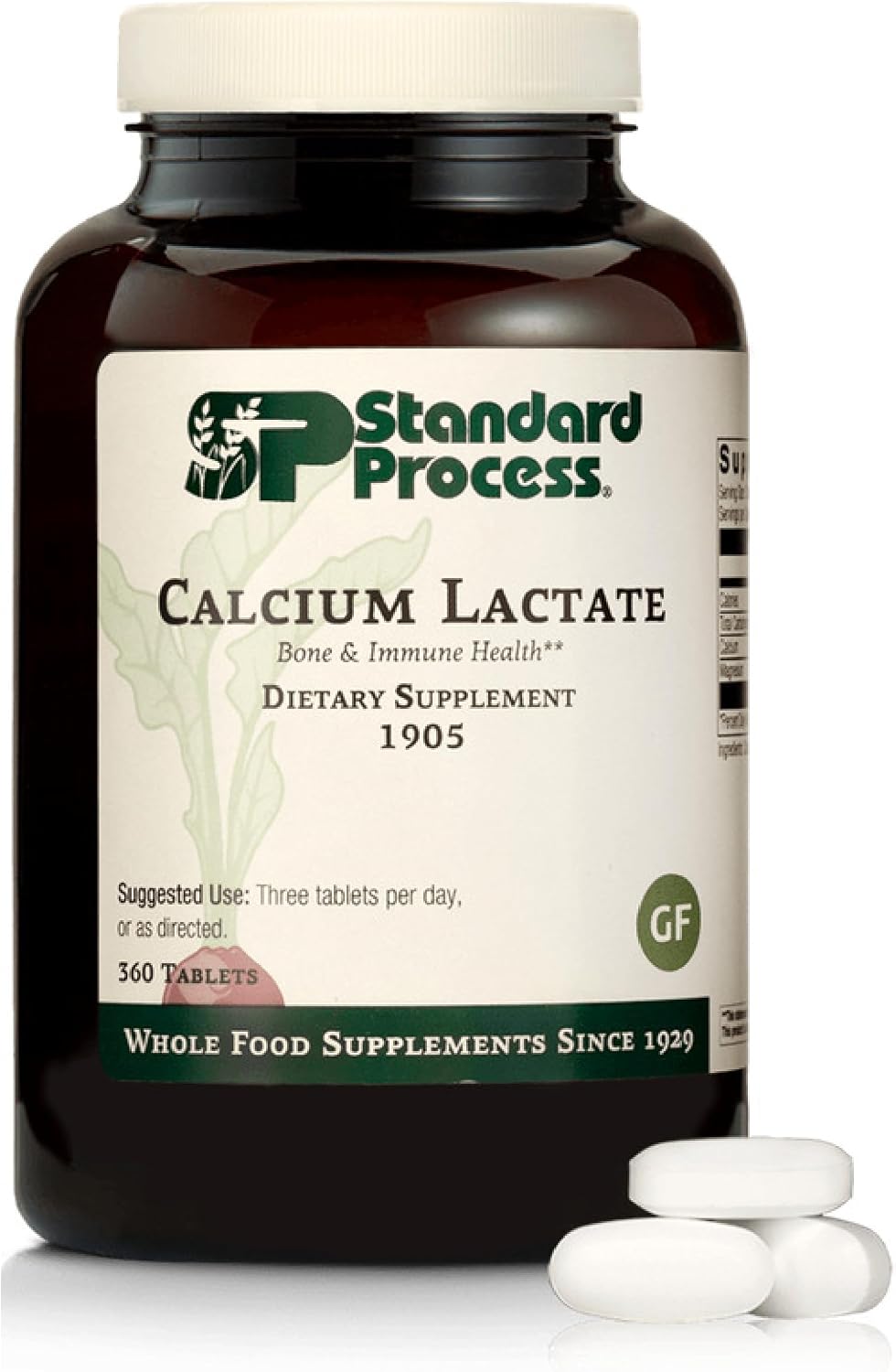 Standard Process Calcium Lactate, Bone & Immune Supplement, 360 Tablets
