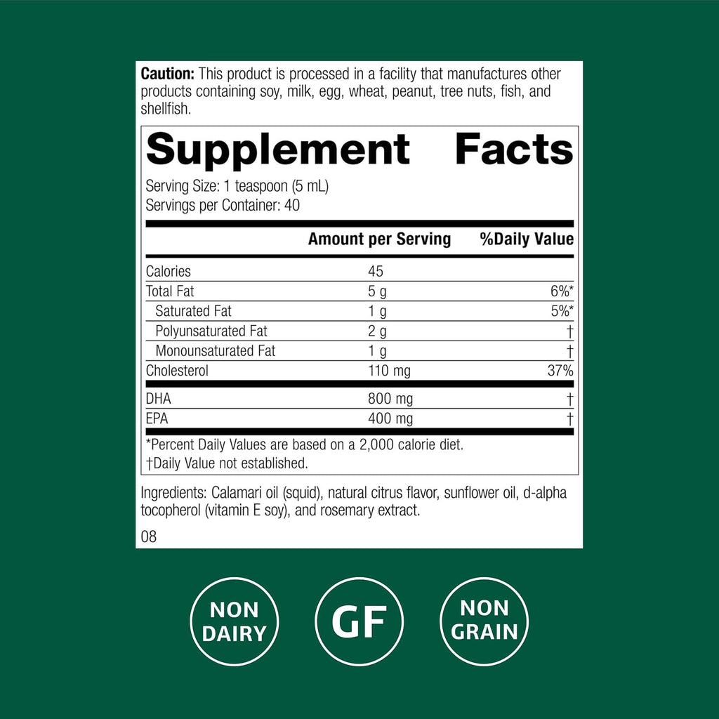 Standard Process Calamari Omega-3 Liquid, Supplement, 6.8 oz