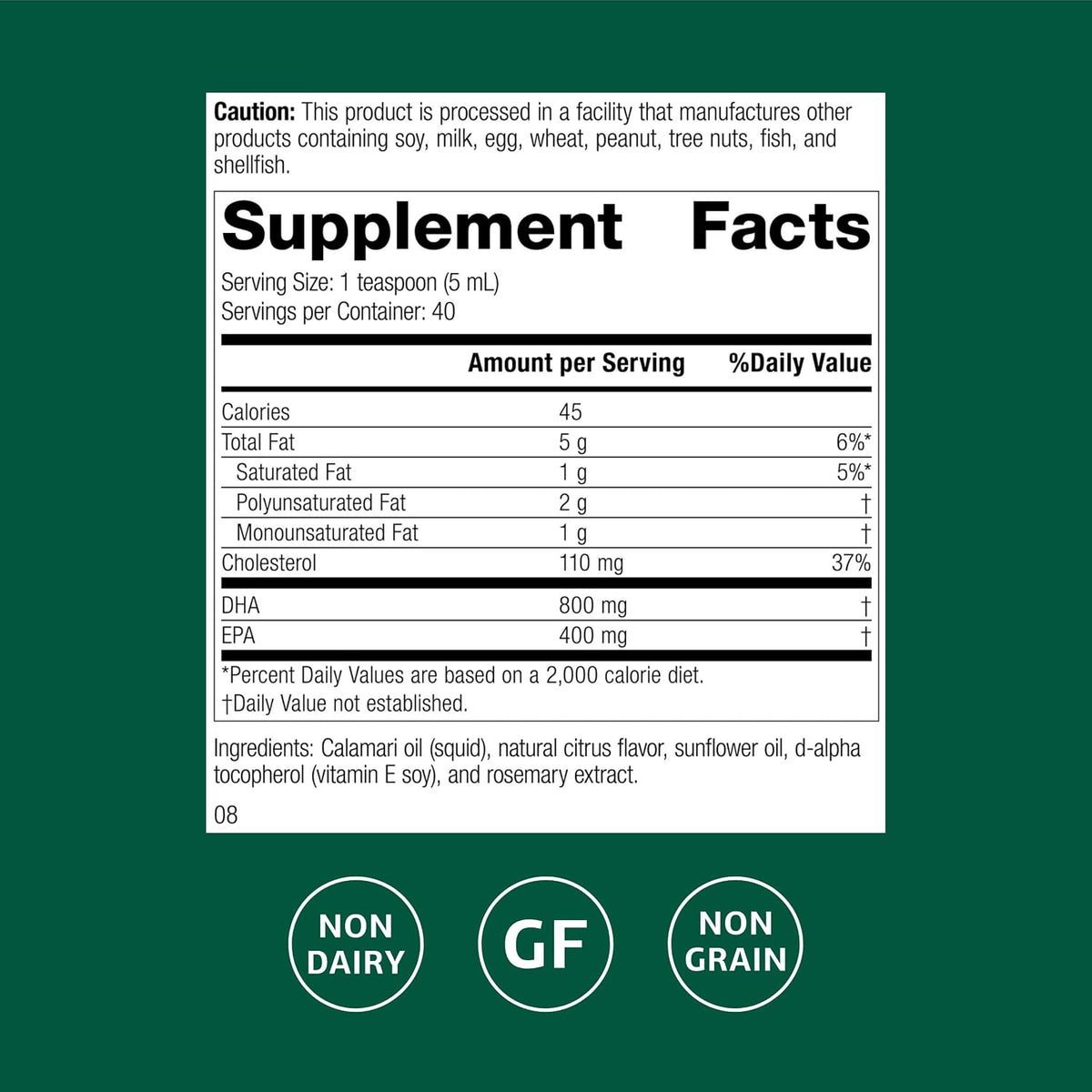 Standard Process Calamari Omega-3 Liquid, Supplement, 6.8 oz
