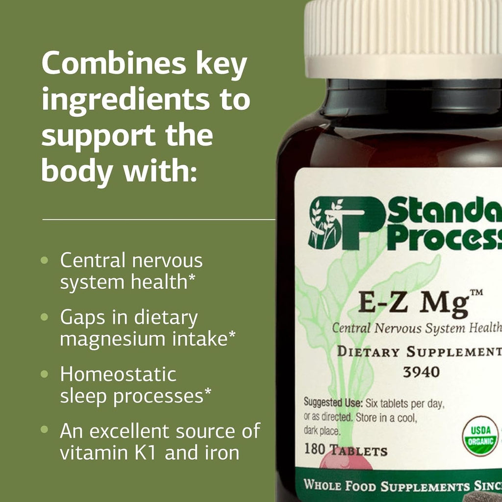 Standard Process E-Z Mg, Magnesium Sleep Health Support, 180 Tablets