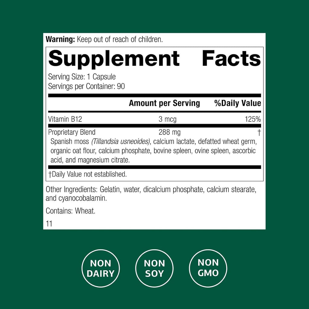 Standard Process for-Til B12, Vitamin B12 Supplement, 90 Capsules