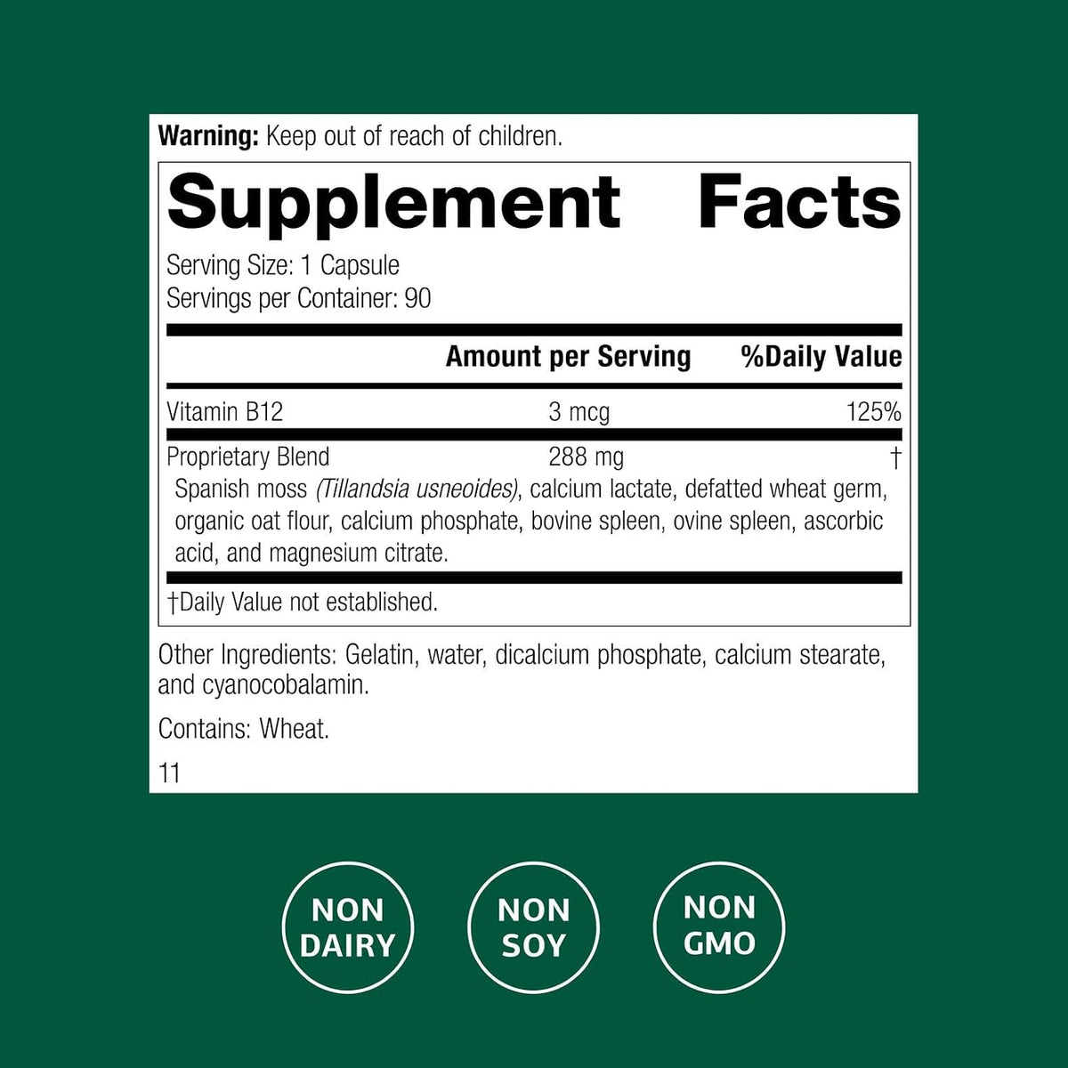 Standard Process for-Til B12, Vitamin B12 Supplement, 90 Capsules
