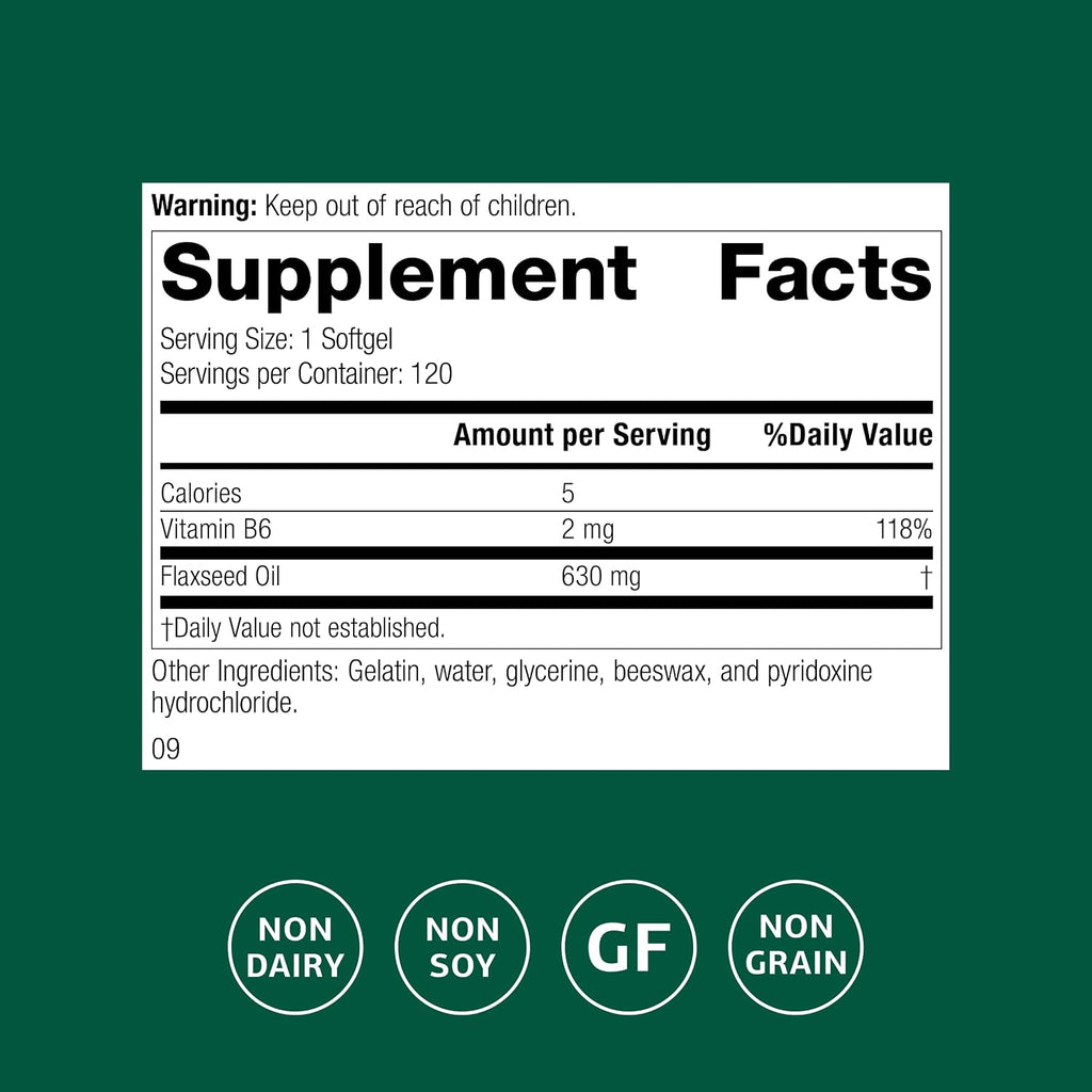 Standard Process Flax Oil with B6, Hormone & Nerve Tissue, 120 SoftgelsStandard Process Flax Oil with B6, Hormone & Nerve Tissue, 120 Softgels