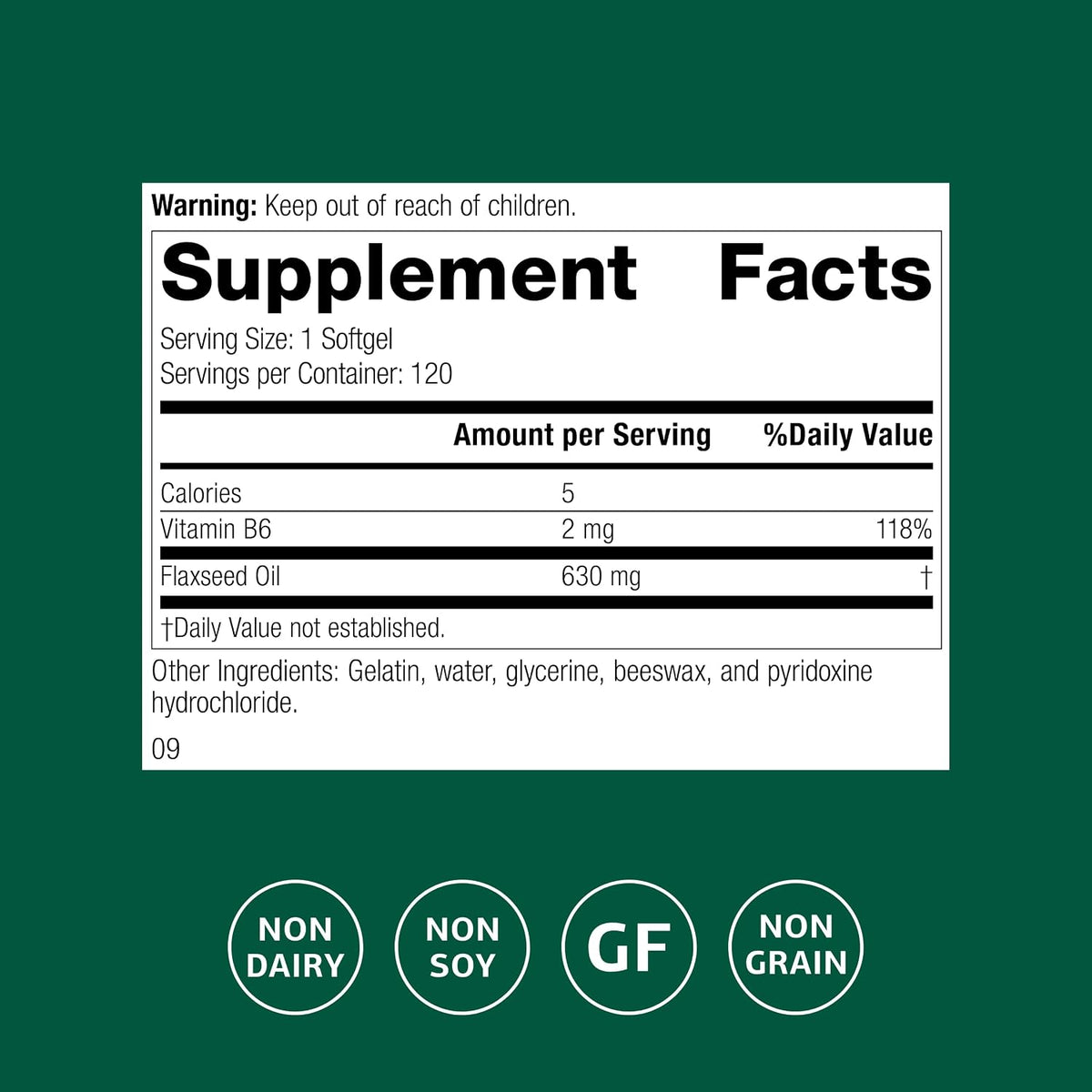 Standard Process Flax Oil with B6, Hormone & Nerve Tissue, 120 SoftgelsStandard Process Flax Oil with B6, Hormone & Nerve Tissue, 120 Softgels