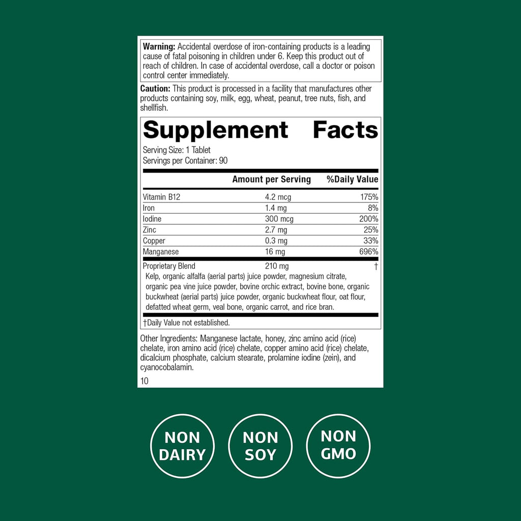 Standard Process Trace Minerals-B12, Thyroid & Cell Function, 90 Tablets
