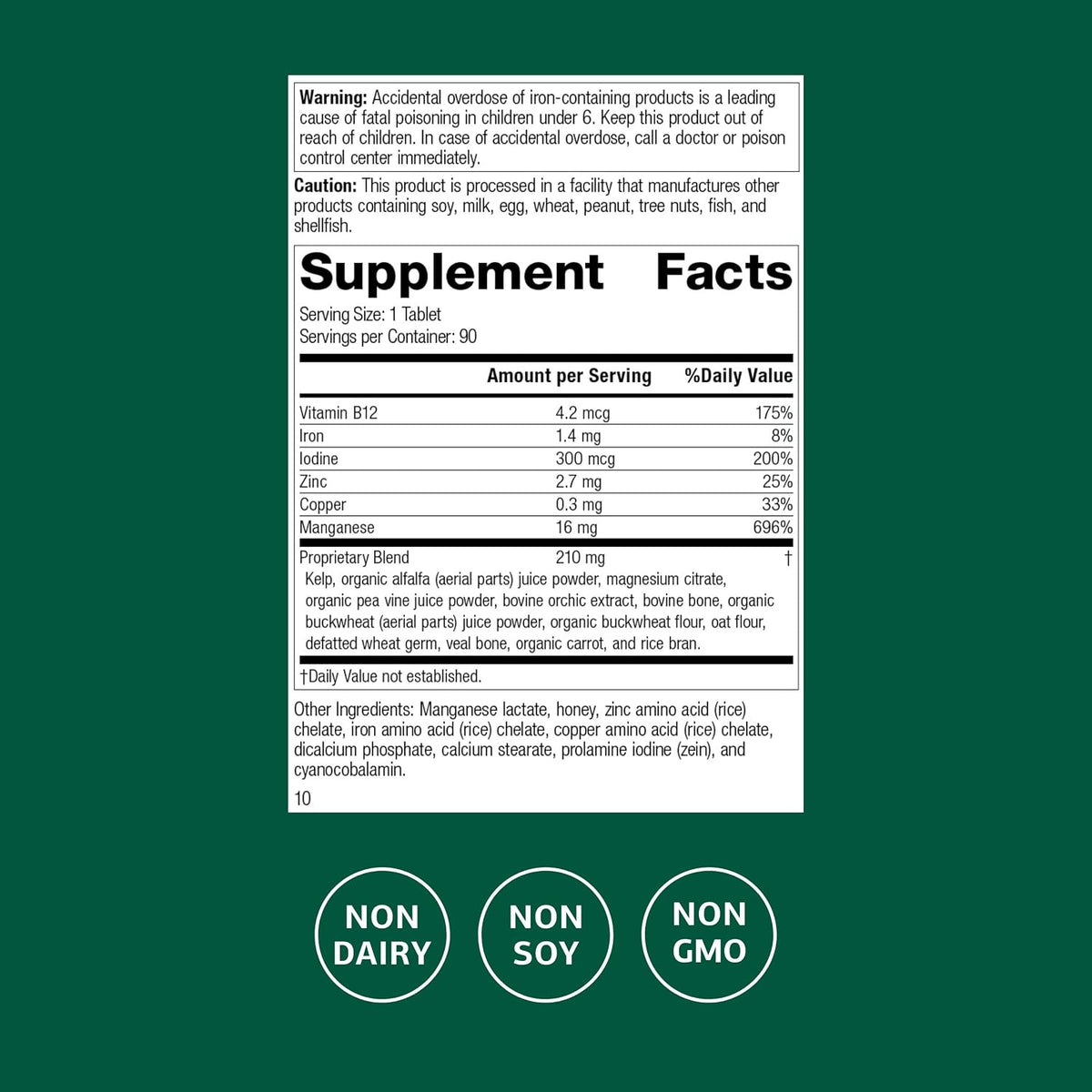 Standard Process Trace Minerals-B12, Thyroid & Cell Function, 90 Tablets