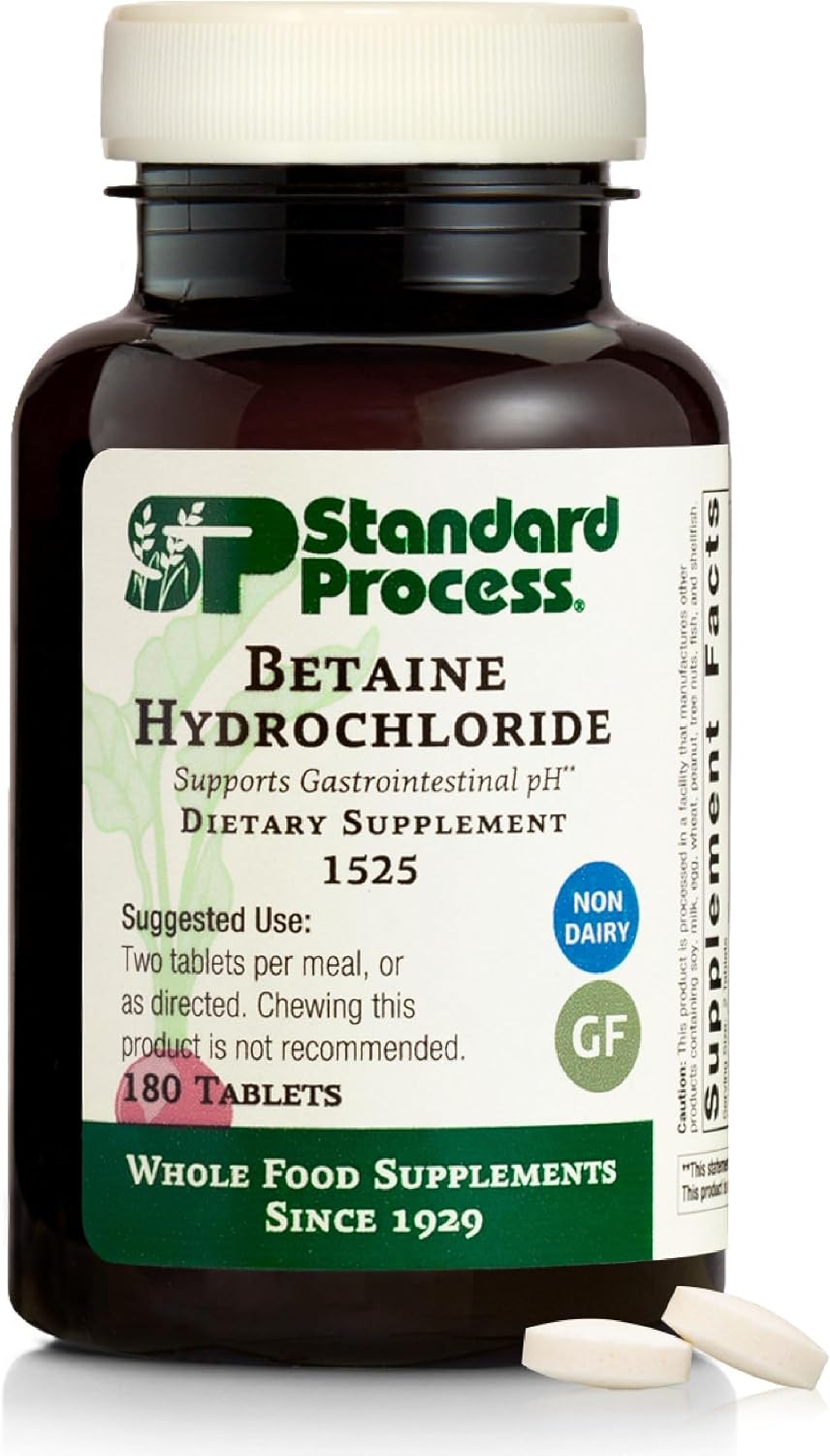Standard Process Betaine Hydrochloride GI pH Support, 180 Tablets
