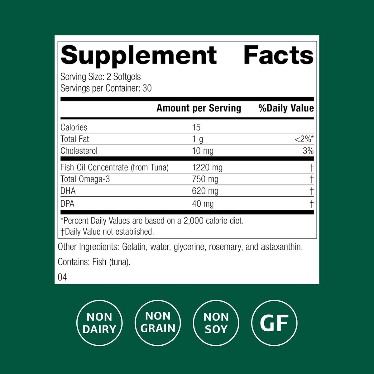 Standard Process Olprima DHA, Omega-3s for Heart Health, 60 Softgels