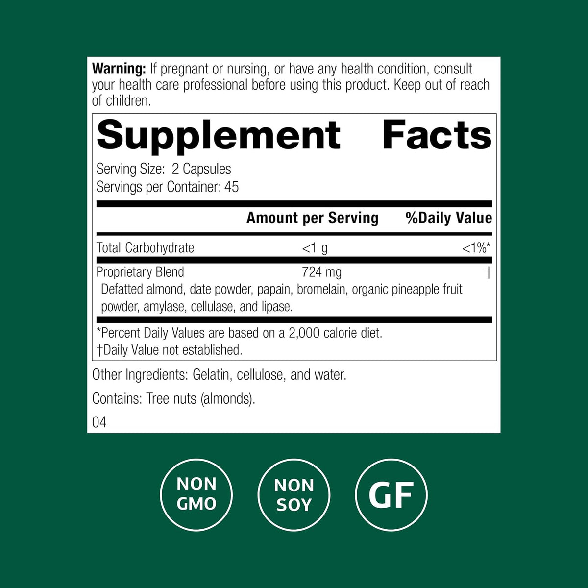 Standard Process Zymex II, GI Digestive Enzyme Supplement, 90 Capsules