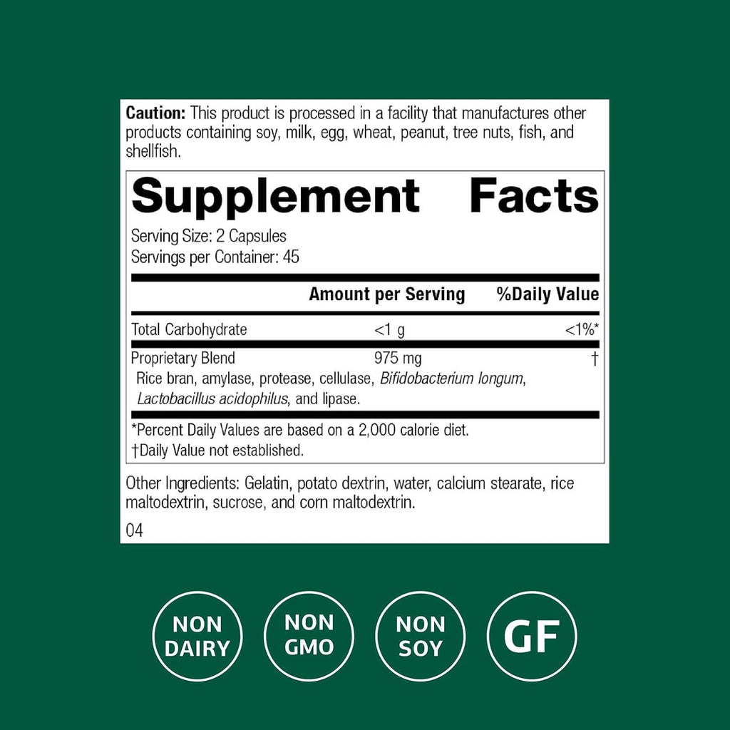 Standard Process Lact-ENZ, Enzyme Digestion & Probiotic Aid, 90 Capsules