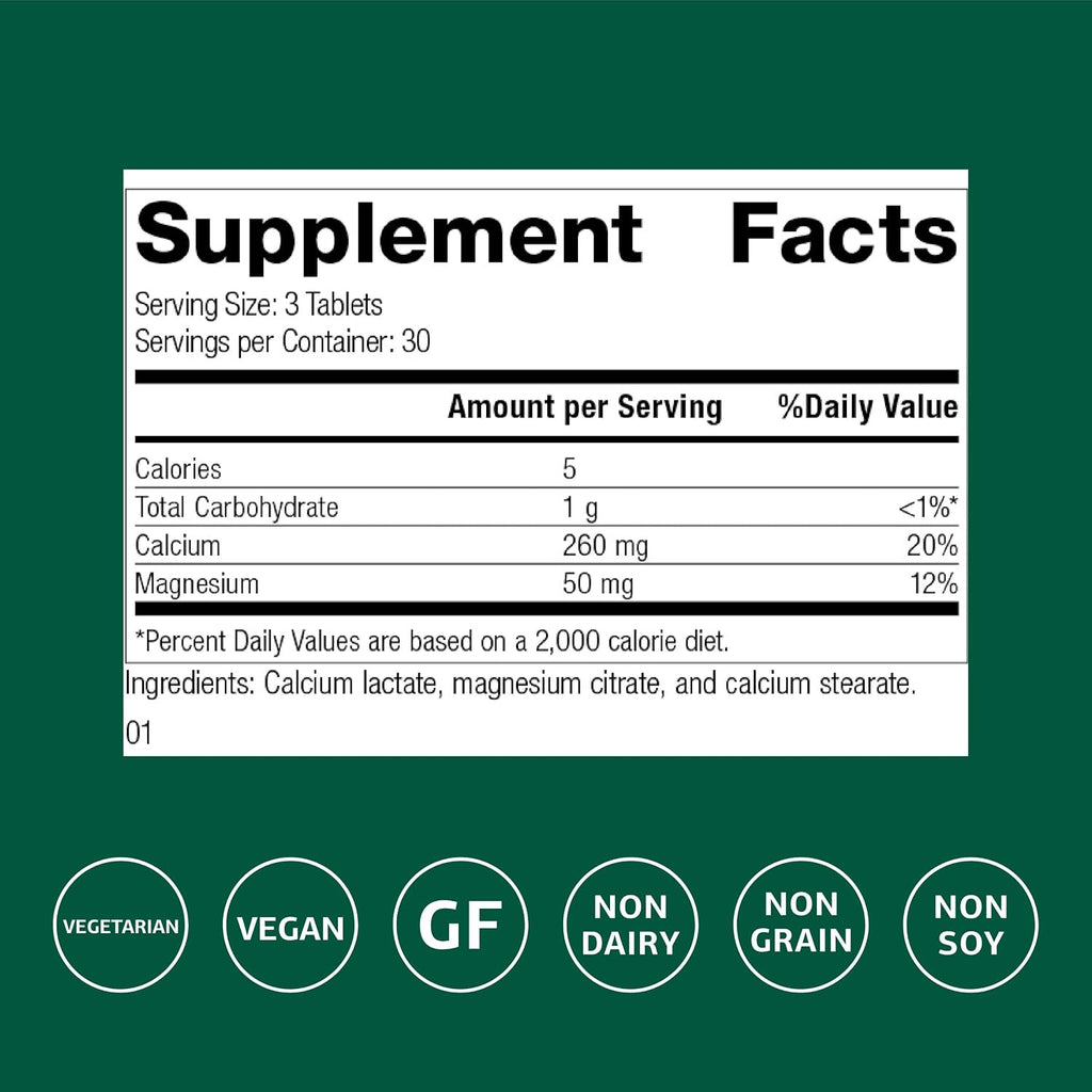 Standard Process Calcium Lactate, Bone & Immune Supplement, 90 Tablets