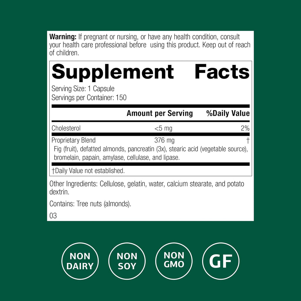 Standard Process Multizyme, Pancreatic Enzyme Digestive Aid, 150 Capsules
