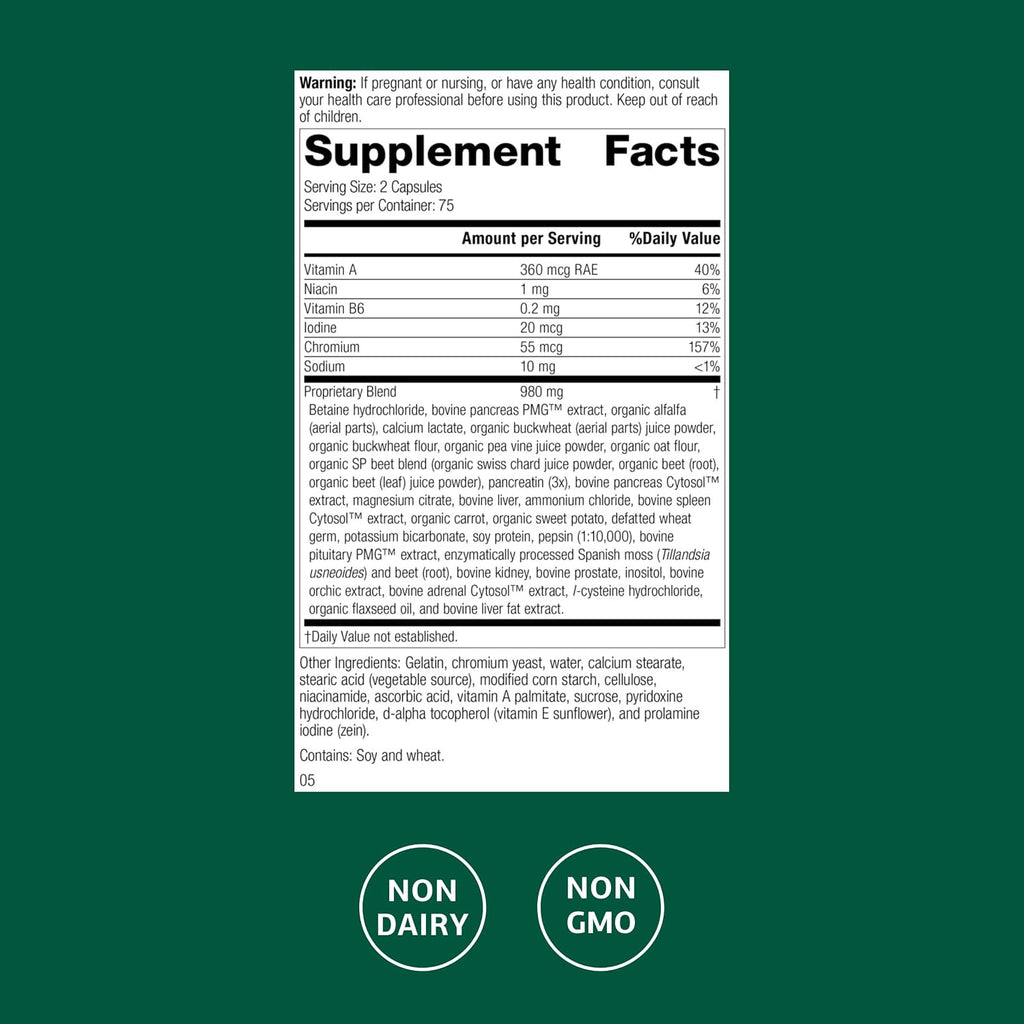 Standard Process Diaplex, Pancreas & Gallbladder Support, 150 Capsules