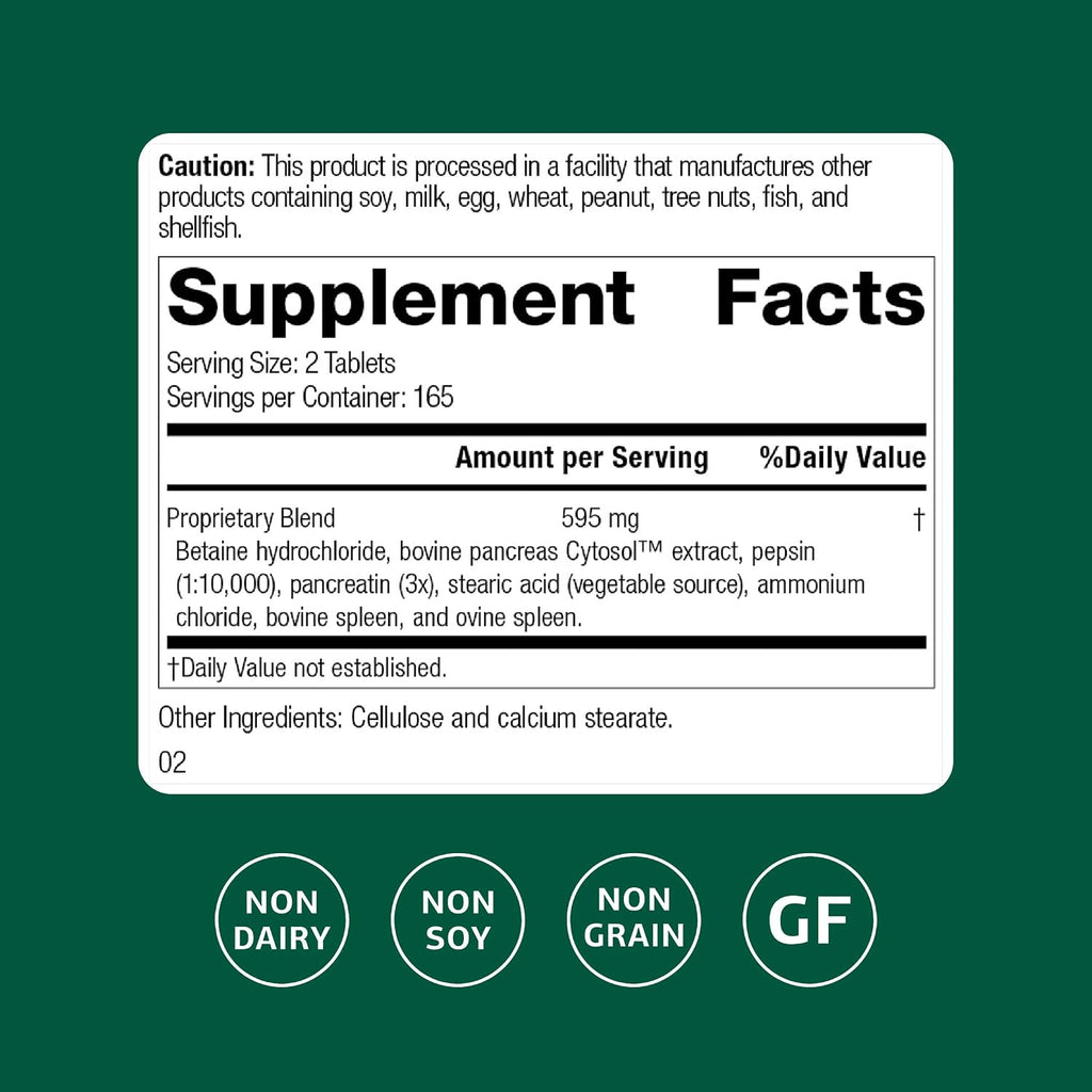 Standard Process Zypan, Digestive Health Enzyme Supplement, 330 Tablets