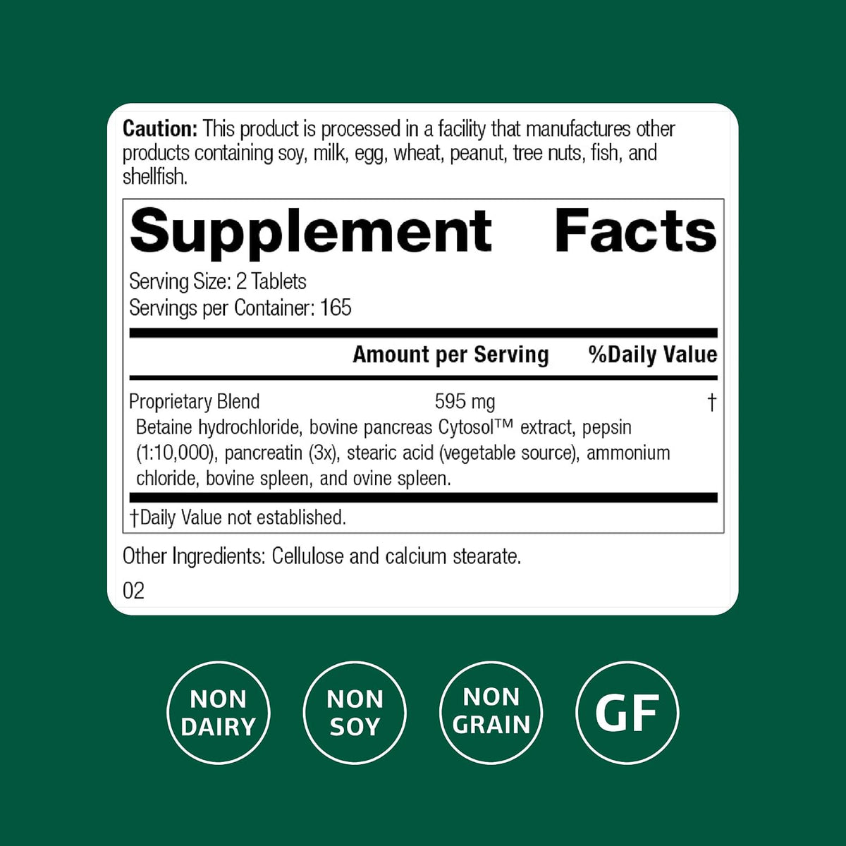 Standard Process Zypan, Digestive Health Enzyme Supplement, 330 Tablets