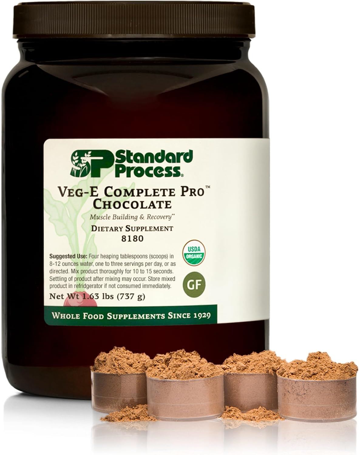 Standard Process Veg-E Complete Pro, Plant-Based, Chocolate, 18 Servings