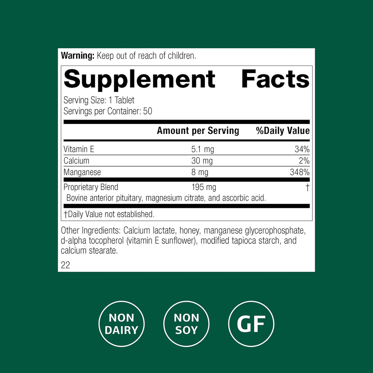 Standard Process E-Manganese, for Antioxidant & Cellular Health, 50 Tablets