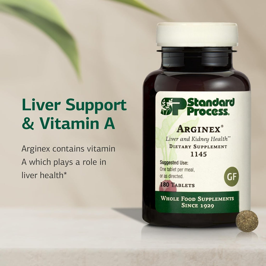 Standard Process Arginex, Vitamin A Liver & Kidney Supplement, 180 Tablets