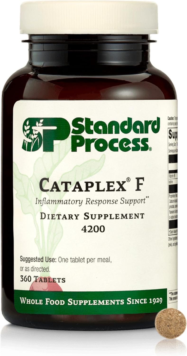 Standard Process Cataplex F - Whole Food Supplement, Thyroid Support, Metabolism, Skin Health, and Hair Health with Vitamin B6, Iodine, Flaxseed Oil - 360 Tablets