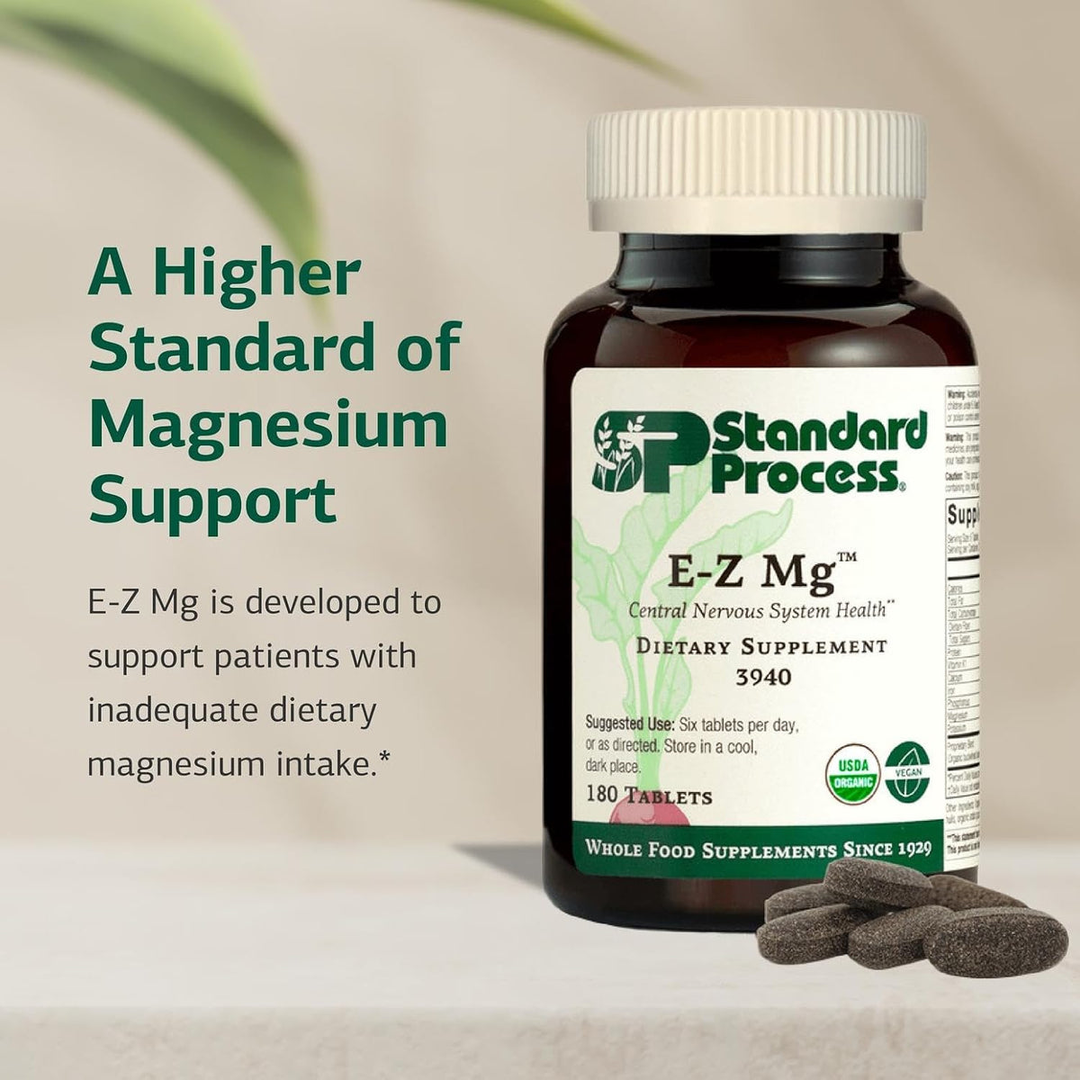 Standard Process E-Z Mg, Magnesium Sleep Health Support, 180 Tablets