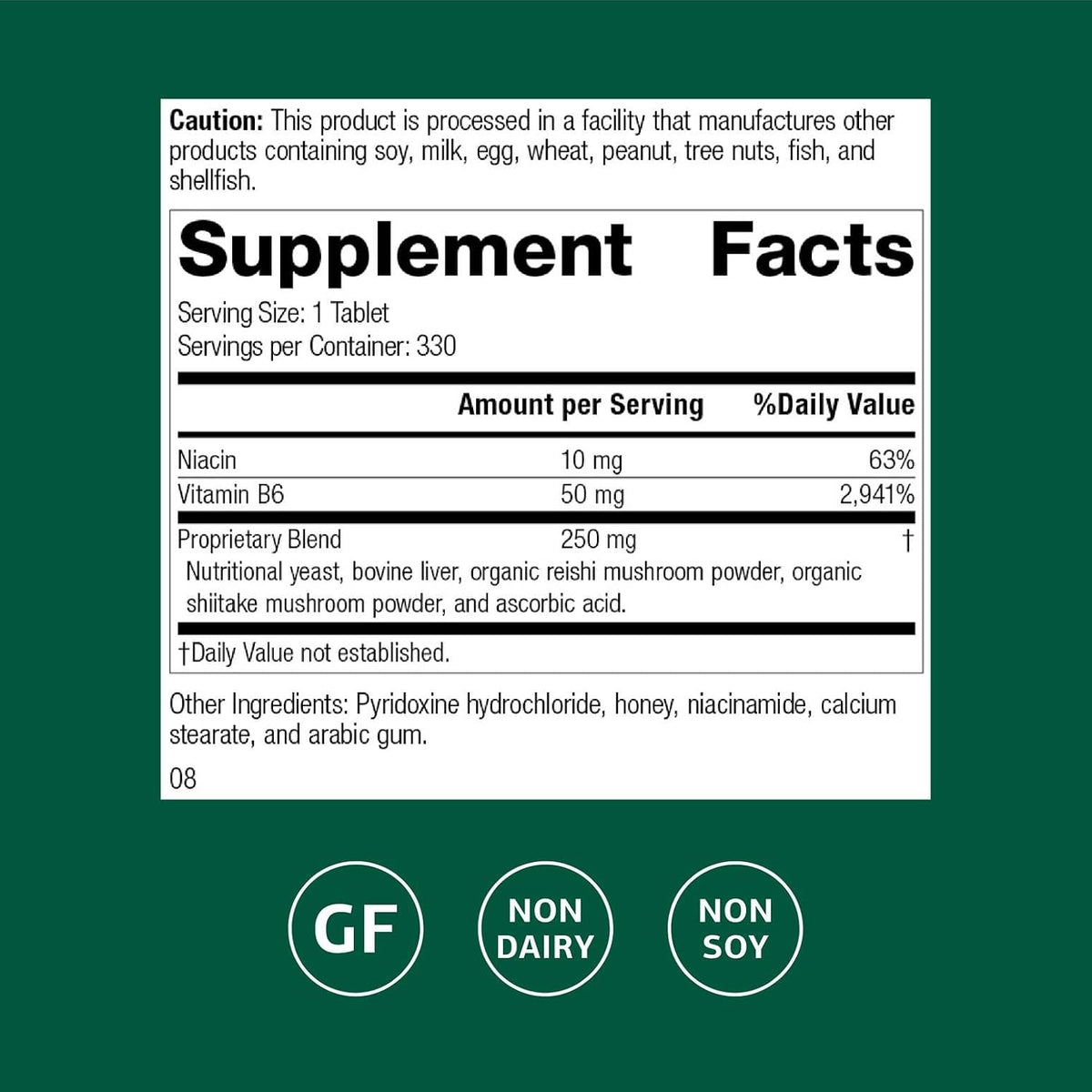 Standard Process B6-Niacinamide,Vitamins B Energy Metabolism, 330 Tablets