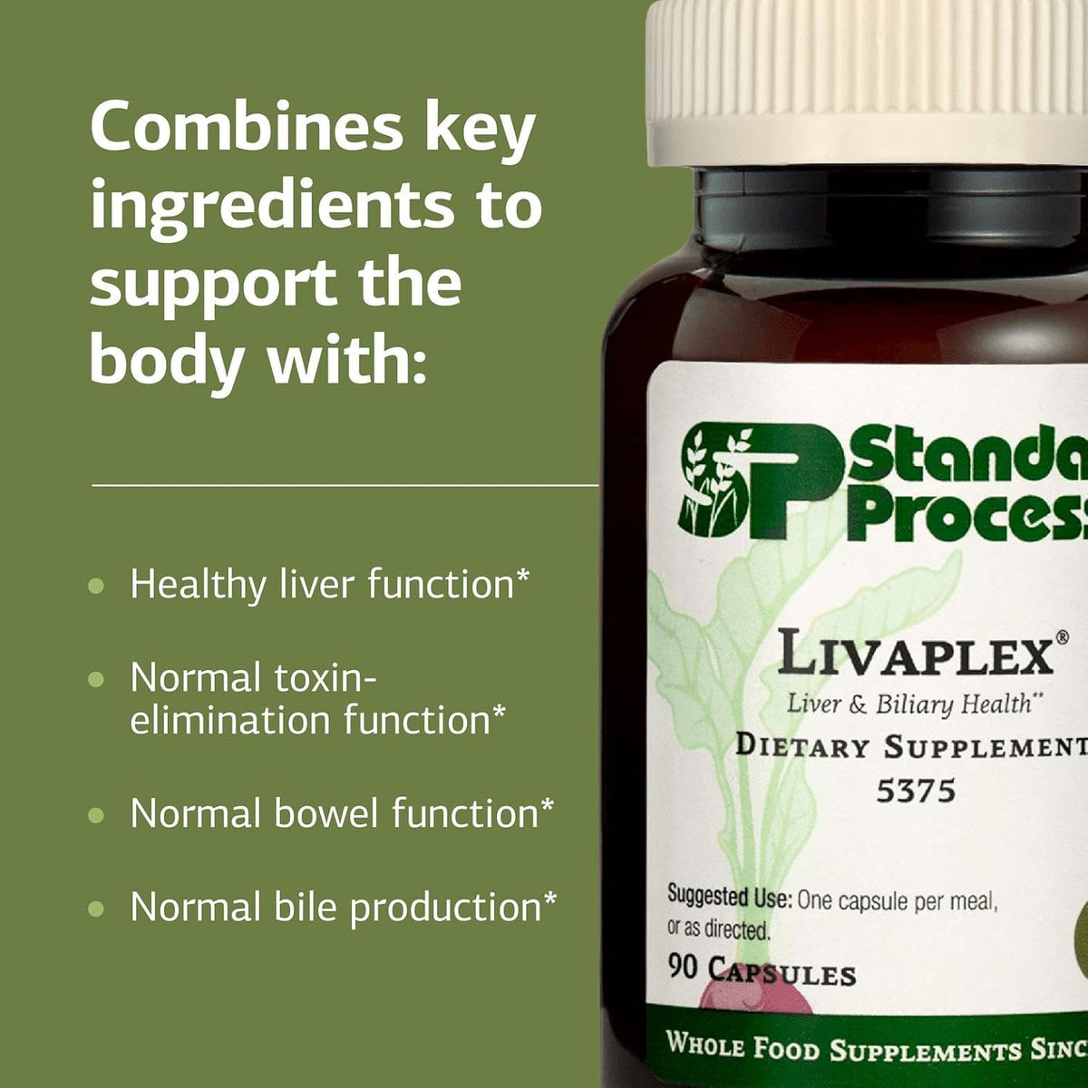 Standard Process Livaplex, Bowel, Digestion & Liver Support, 90 Capsules