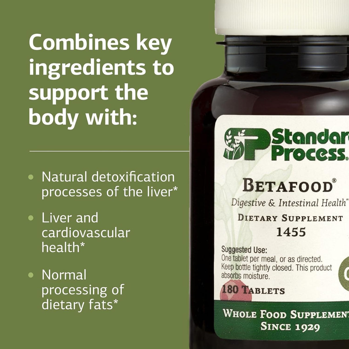 Standard Process Betafood, Digestive & Intestinal Supplement, 180 Tablets