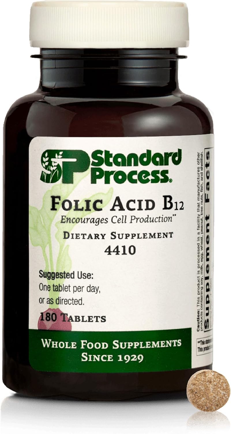 Standard Process Folic Acid B12, Healthy Cell Production, 180 Tablets