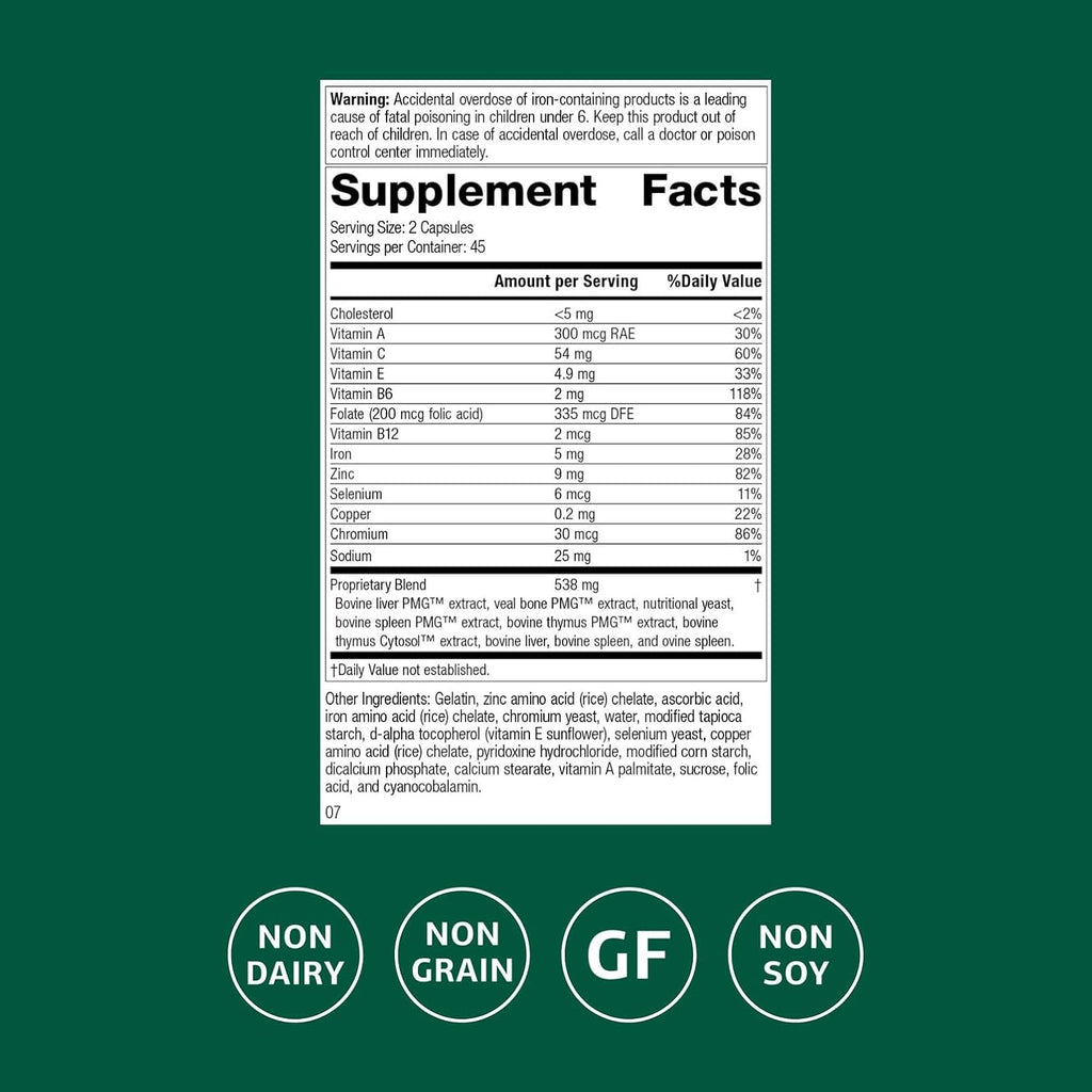 Standard Process Immuplex, Daily Immune Support Supplement, 90 Capsules