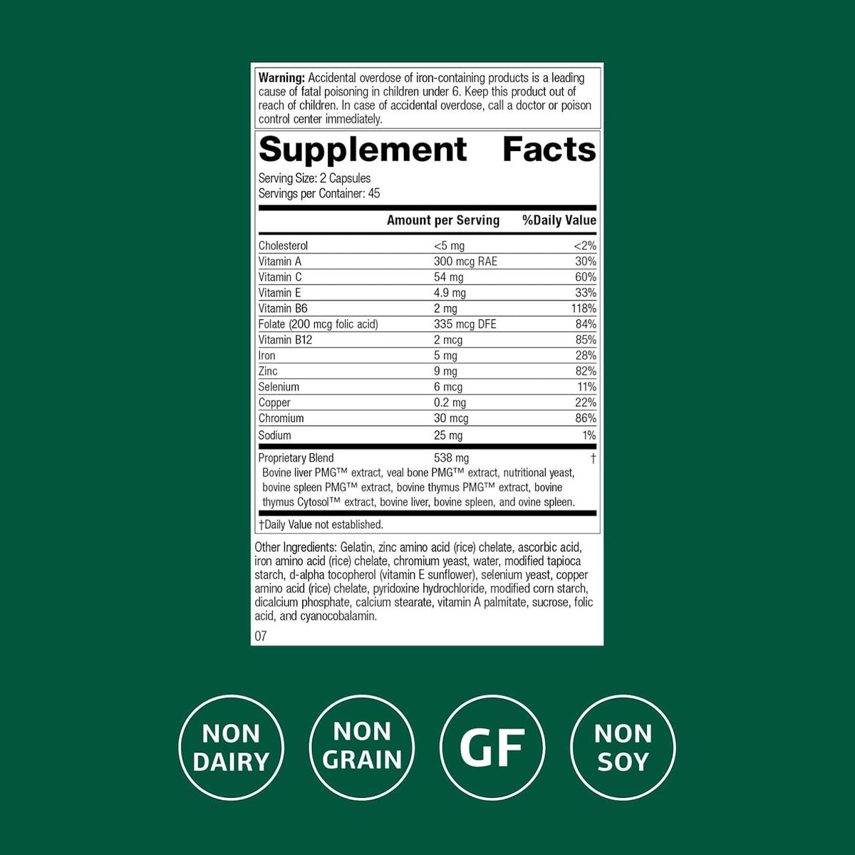 Standard Process Immuplex, Daily Immune Support Supplement, 90 Capsules