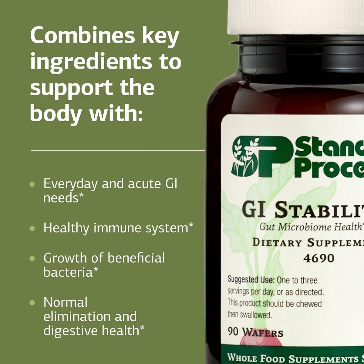 Standard Process GI Stability, Gut Microbiome & Immune Support, 90 Wafers
