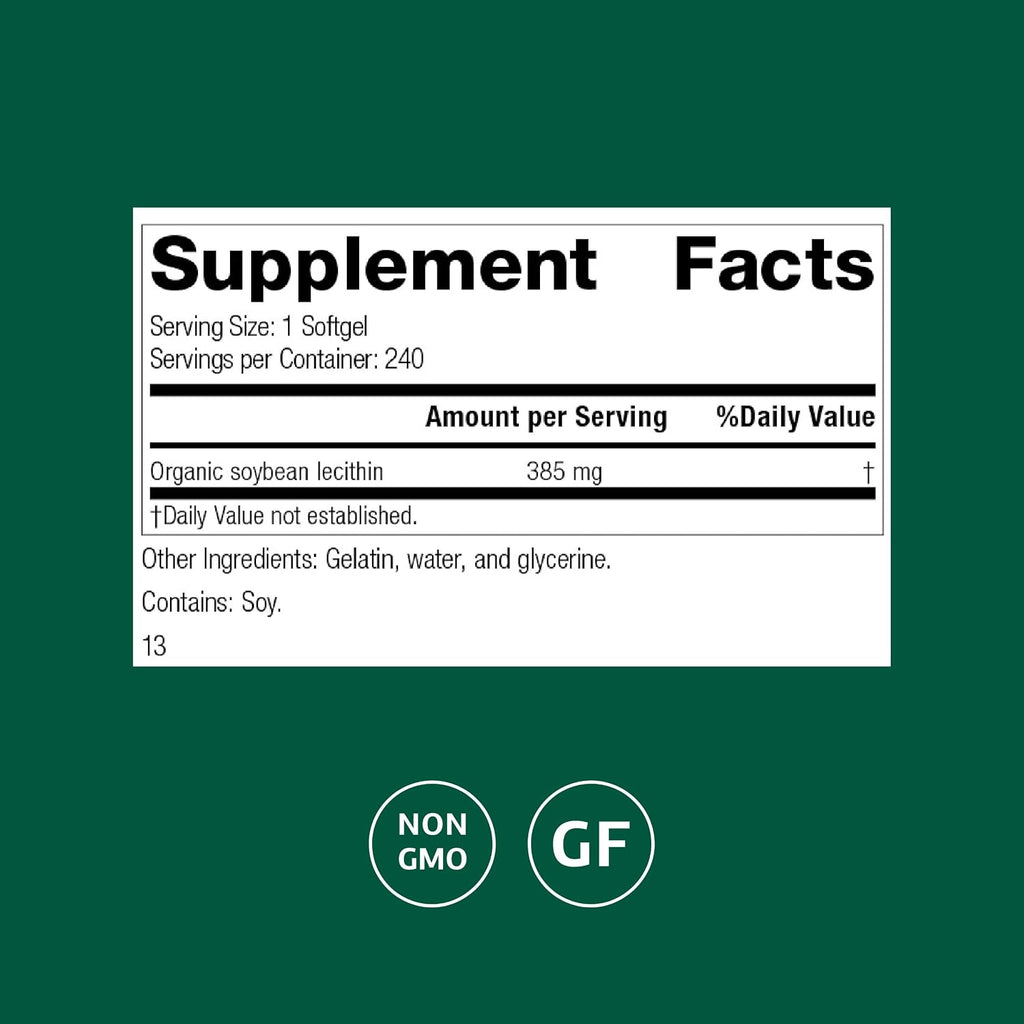 Standard Process Soybean Lecithin, Essential Fatty Acids, 240 Softgels