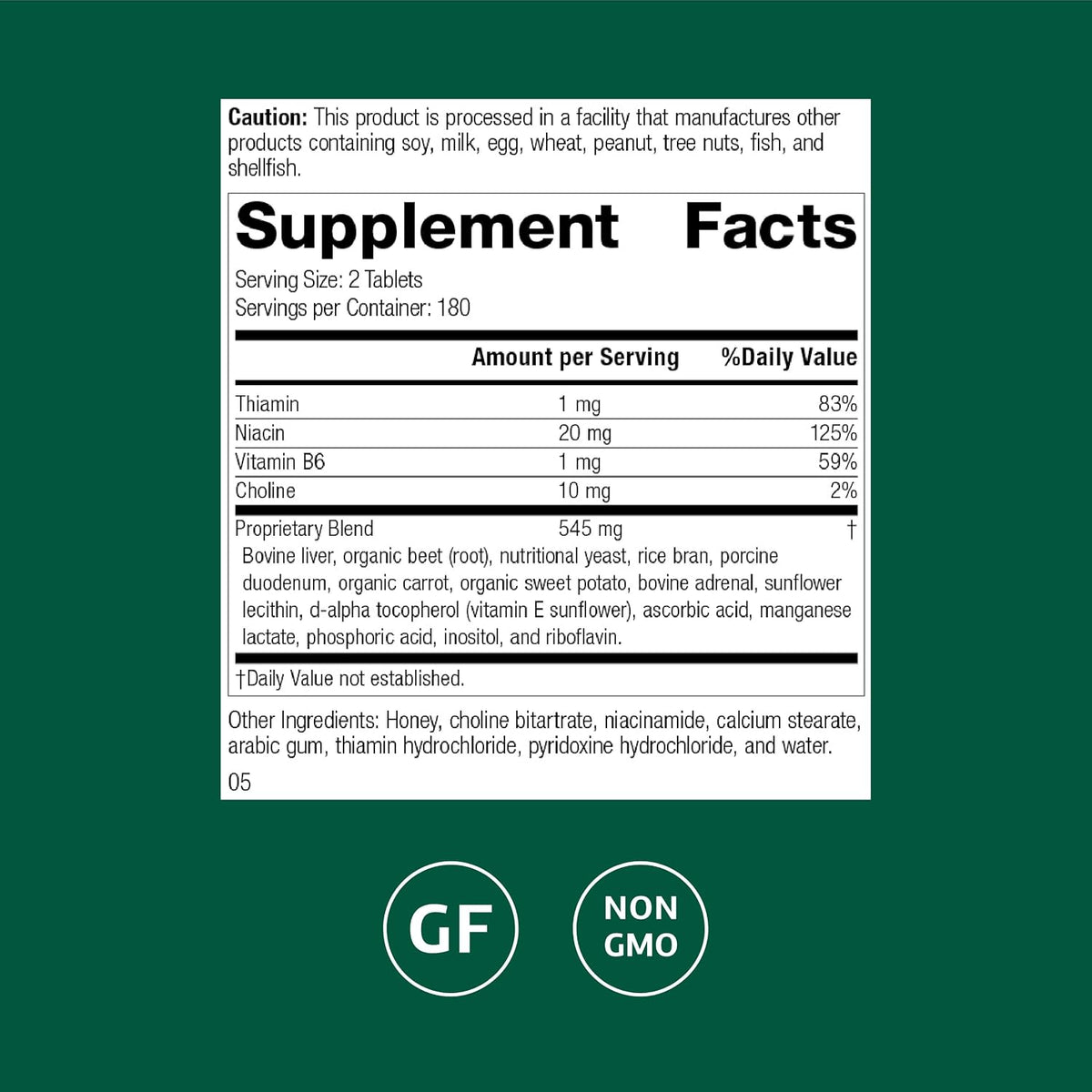 Standard Process Cataplex B-GF, Nervous System Support, 360 Tablets