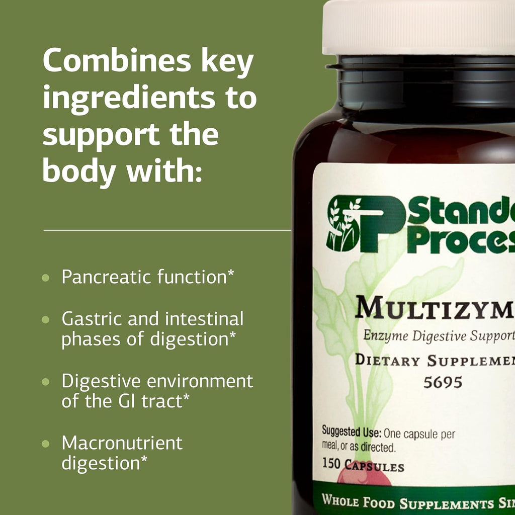 Standard Process Multizyme, Pancreatic Enzyme Digestive Aid, 150 Capsules