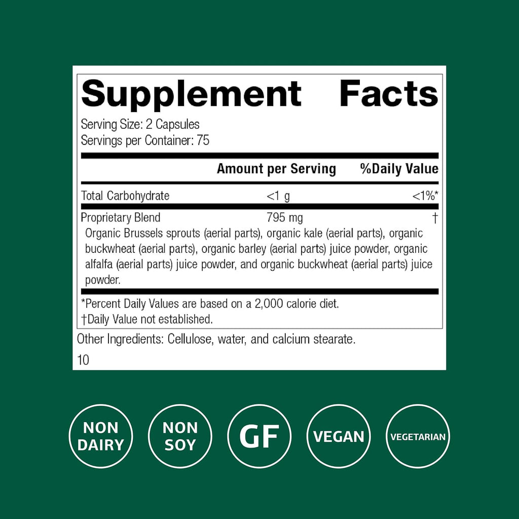 Standard Process SP Green Food, Whole Food Metabolism Support, 150 Capsules