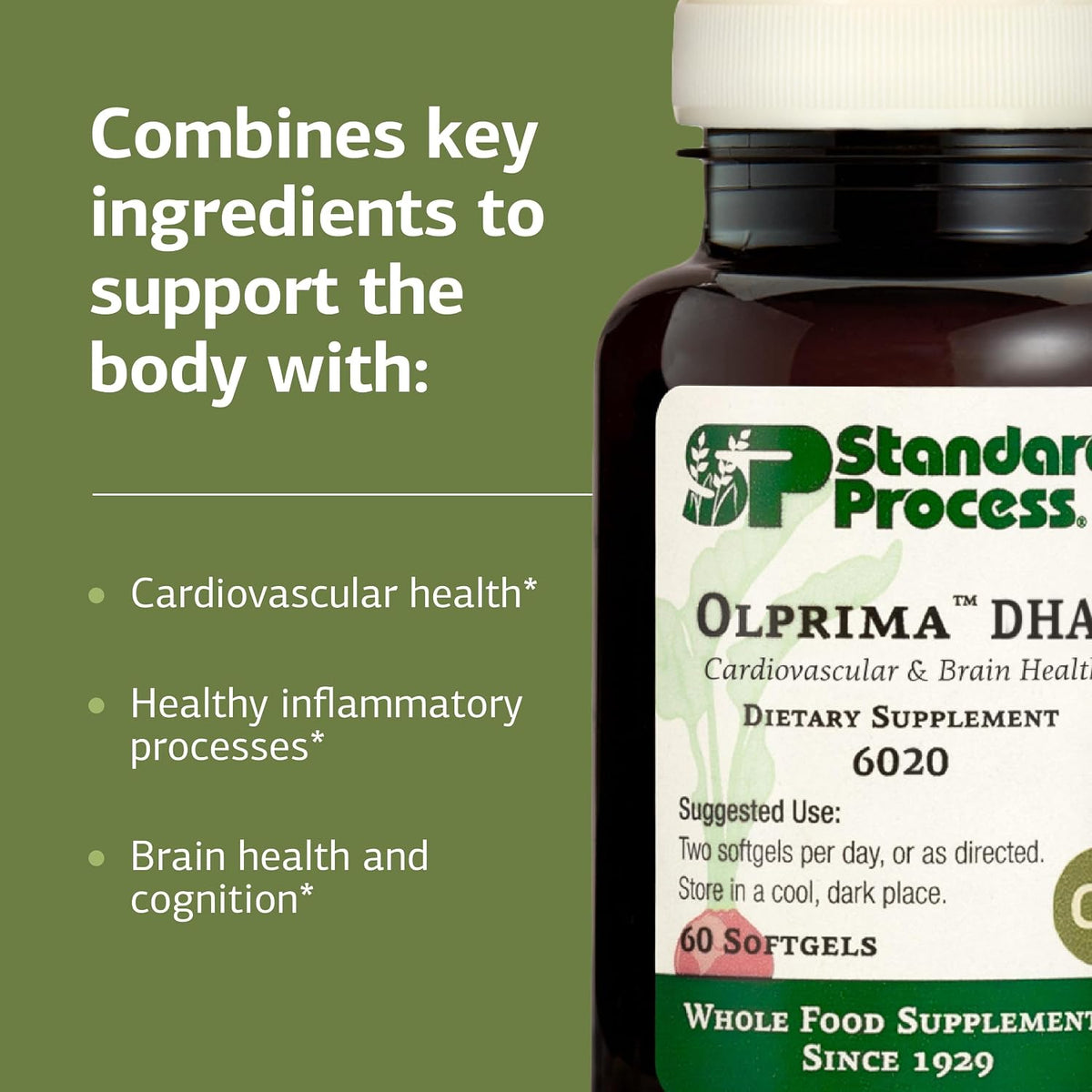 Standard Process Olprima DHA, Omega-3s for Heart Health, 60 Softgels