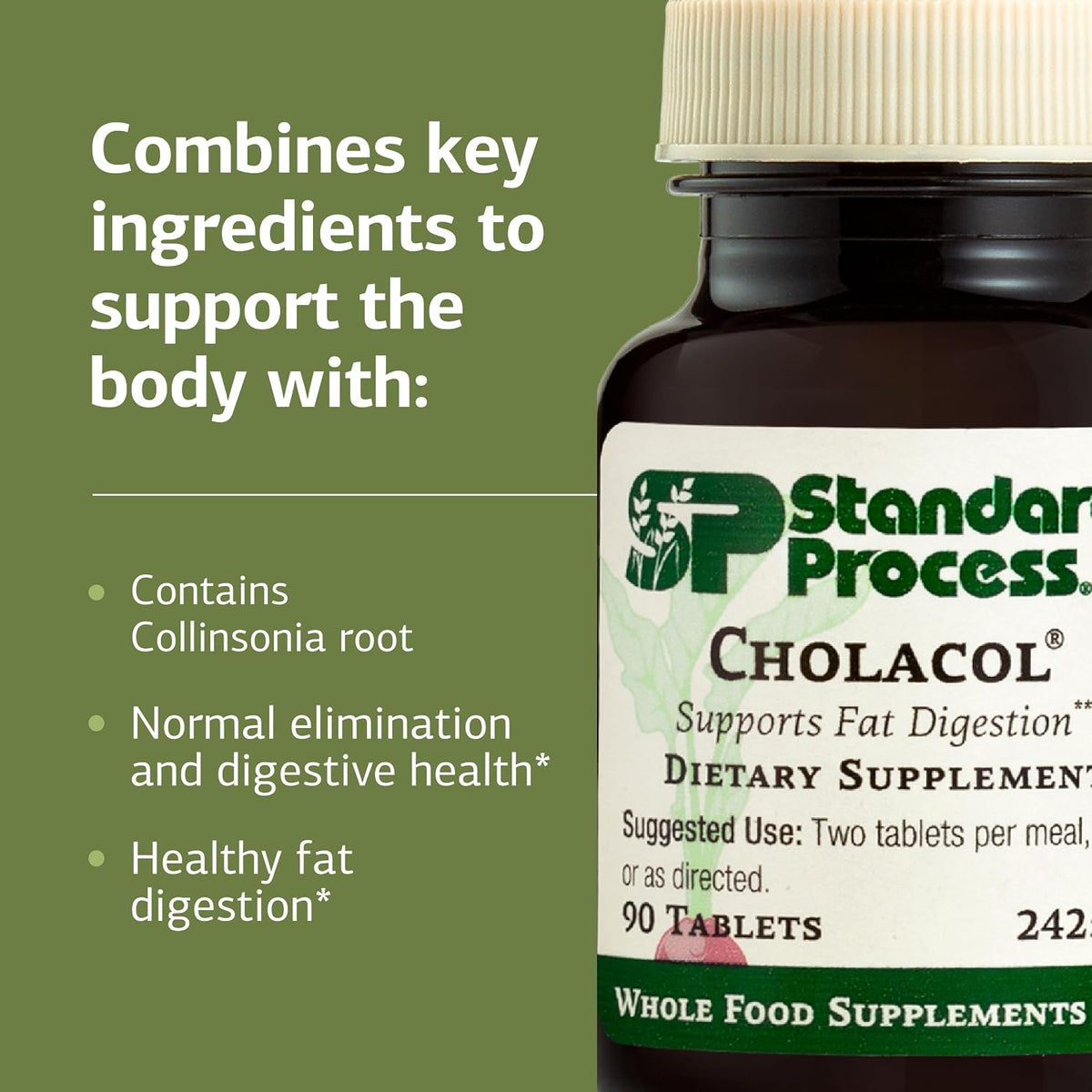 Standard Process Cholacol, Gallbladder & Fat Digestion Support, 90 Tablets
