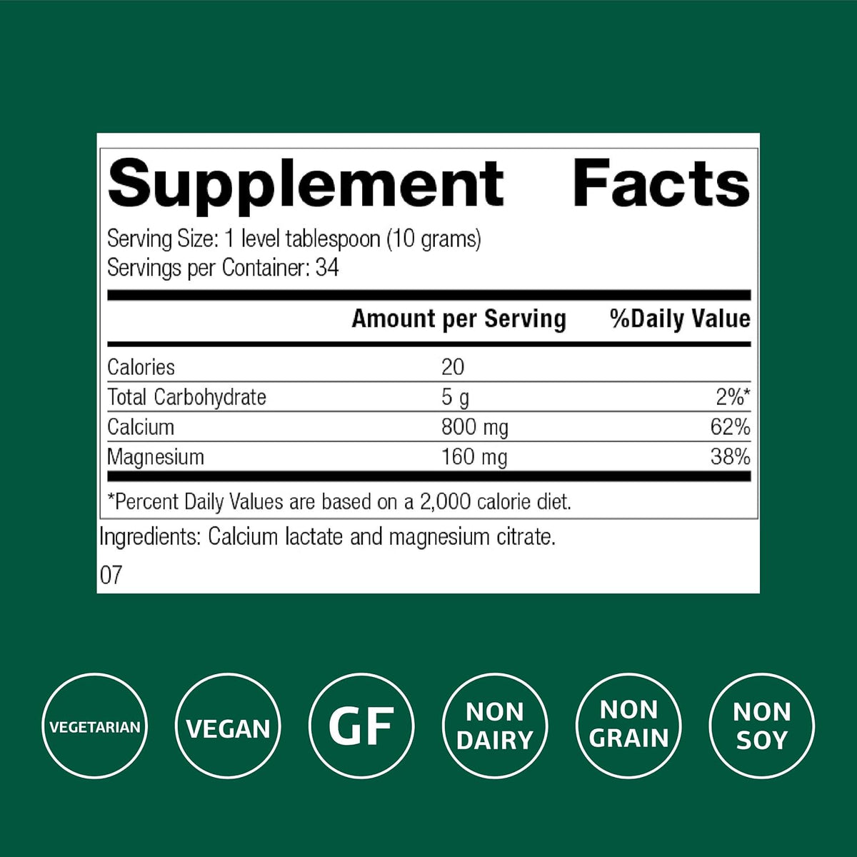 Standard Process Calcium Lactate Powder, Bone & Immune Supplement, 12 oz