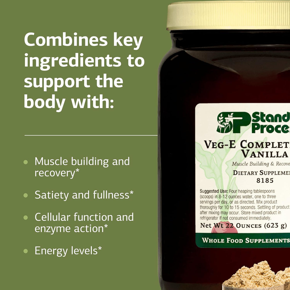 Standard Process Veg-E Complete Pro, Plant-Based, Vanilla,18 Servings