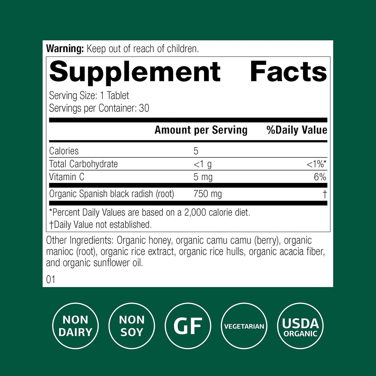 Standard Process Spanish Black Radish, Liver & Gallbladder, 30 Tablets