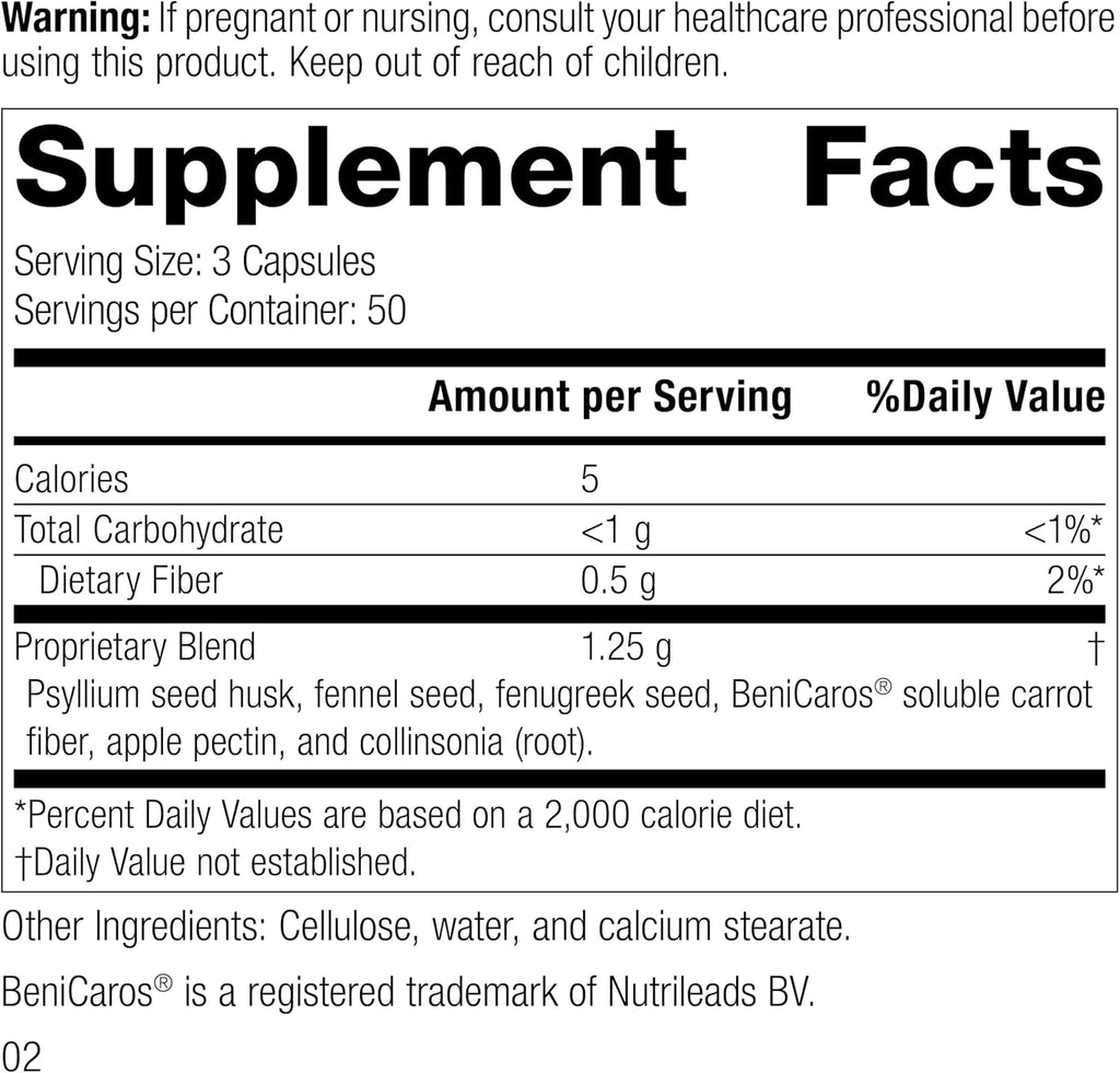 Standard Process Gastro-Fiber, Prebiotic Digestive Supplement, 150 Capsules