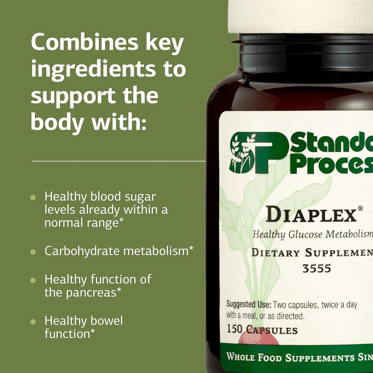 Standard Process Diaplex, Pancreas & Gallbladder Support, 150 Capsules
