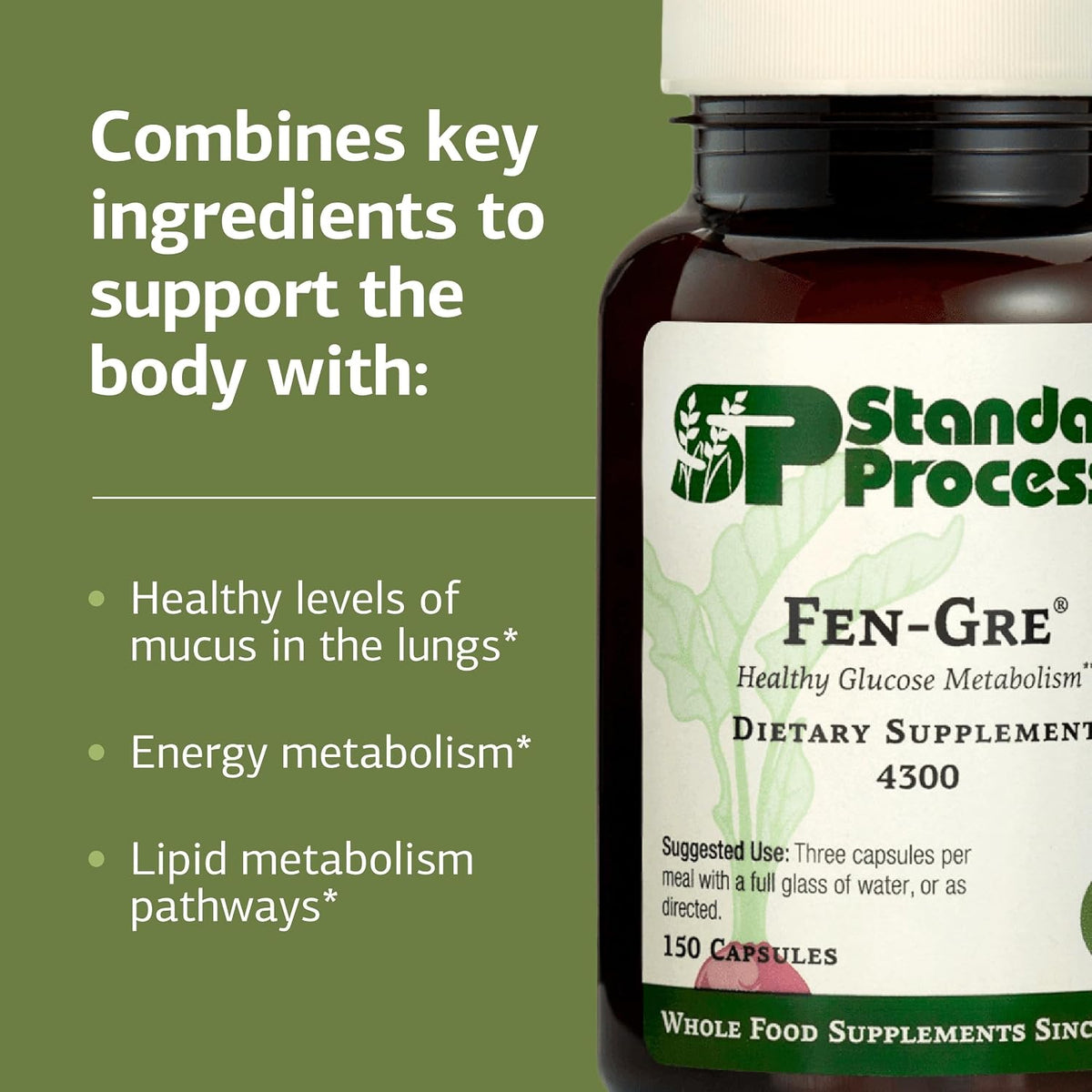 Standard Process Fen-Gre, Respiratory & Metabolism Support, 150 Capsules