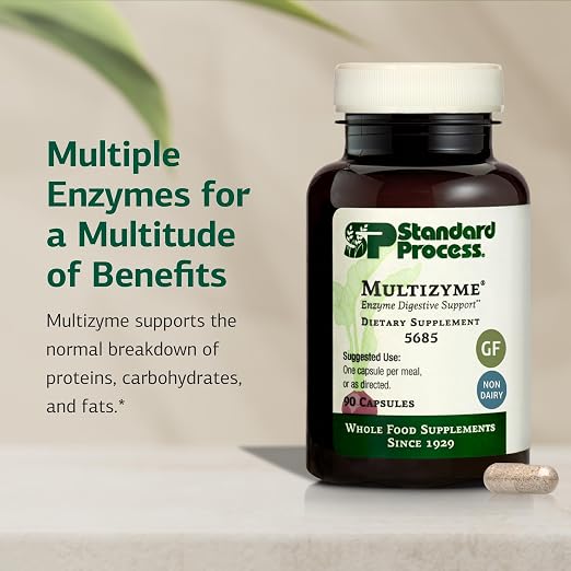 Standard Process Multizyme, Pancreatic Enzyme Digestive Aid, 90 Capsules