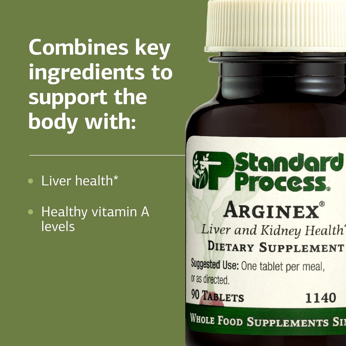 Standard Process Arginex, Vitamin A Liver & Kidney Supplement, 90 Tablets