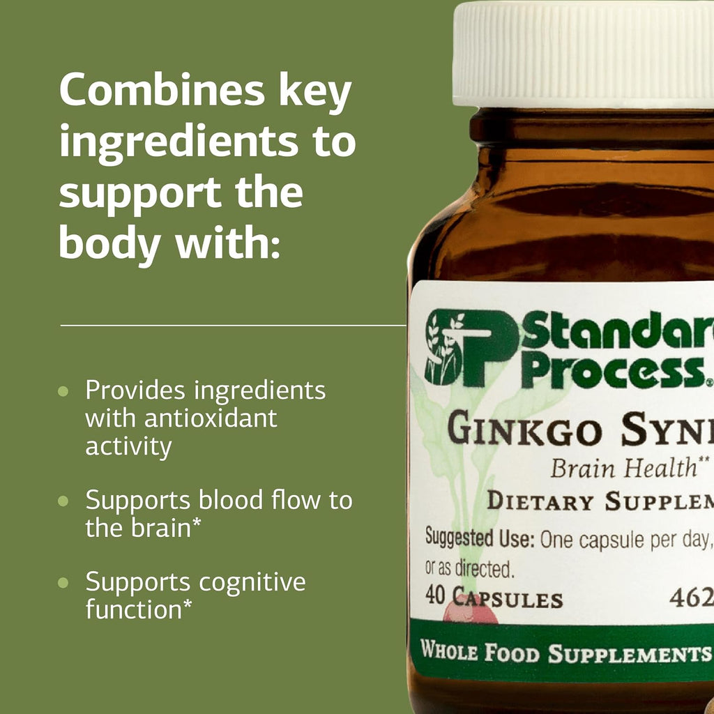Standard Process Ginkgo Synergy, Brain Health & Antioxidant, 40 Capsules