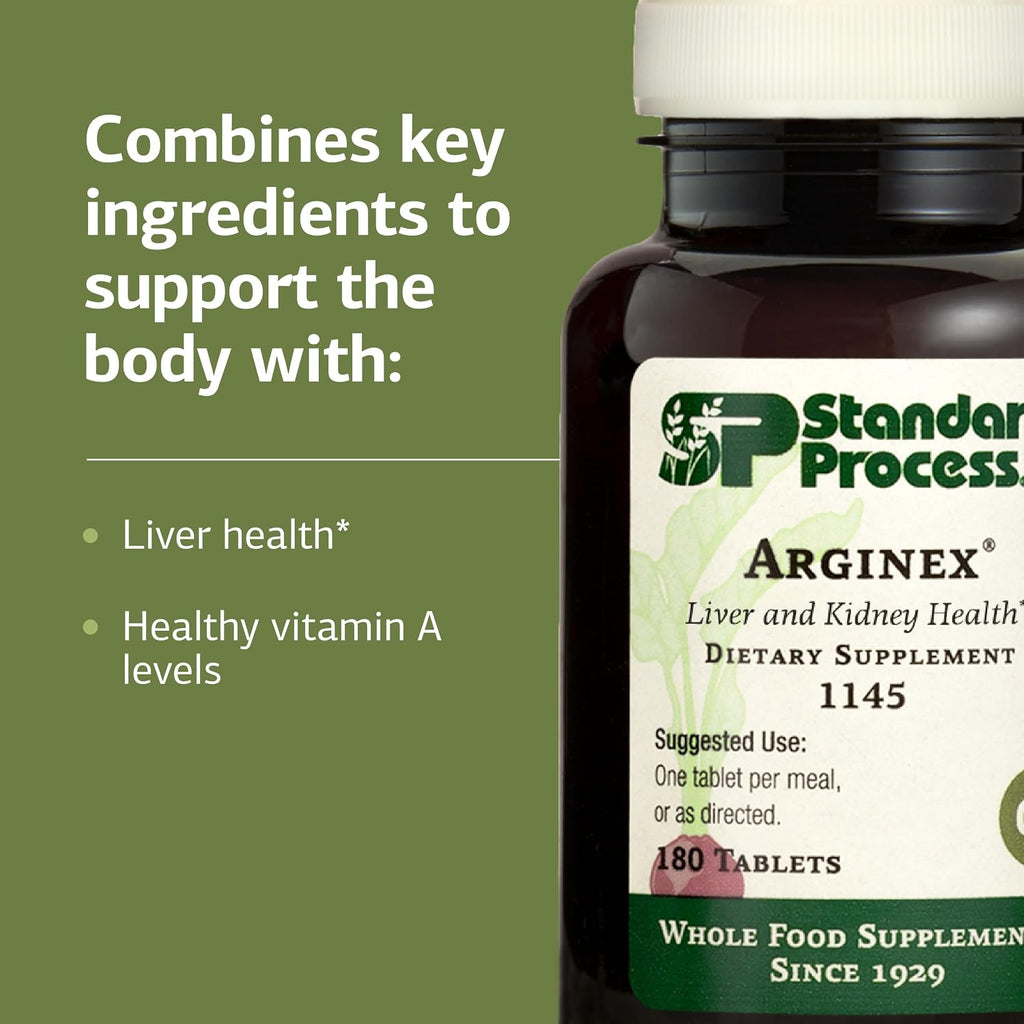 Standard Process Arginex, Vitamin A Liver & Kidney Supplement, 180 Tablets