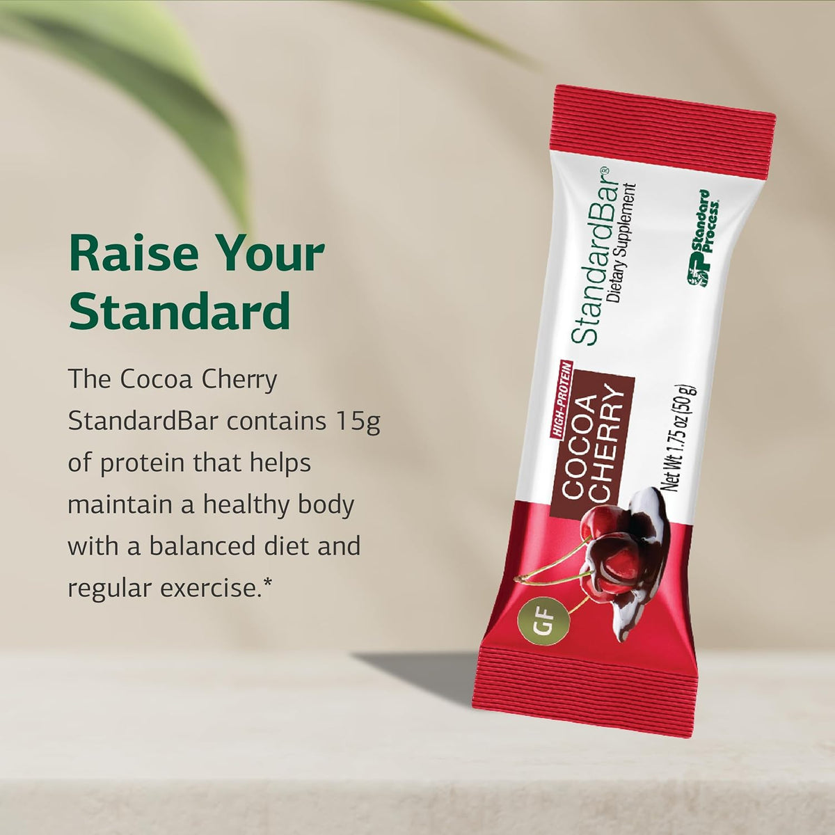 Standard Process StandardBar Cocoa Cherry, Daily Energy Support Bar, 18 ct
