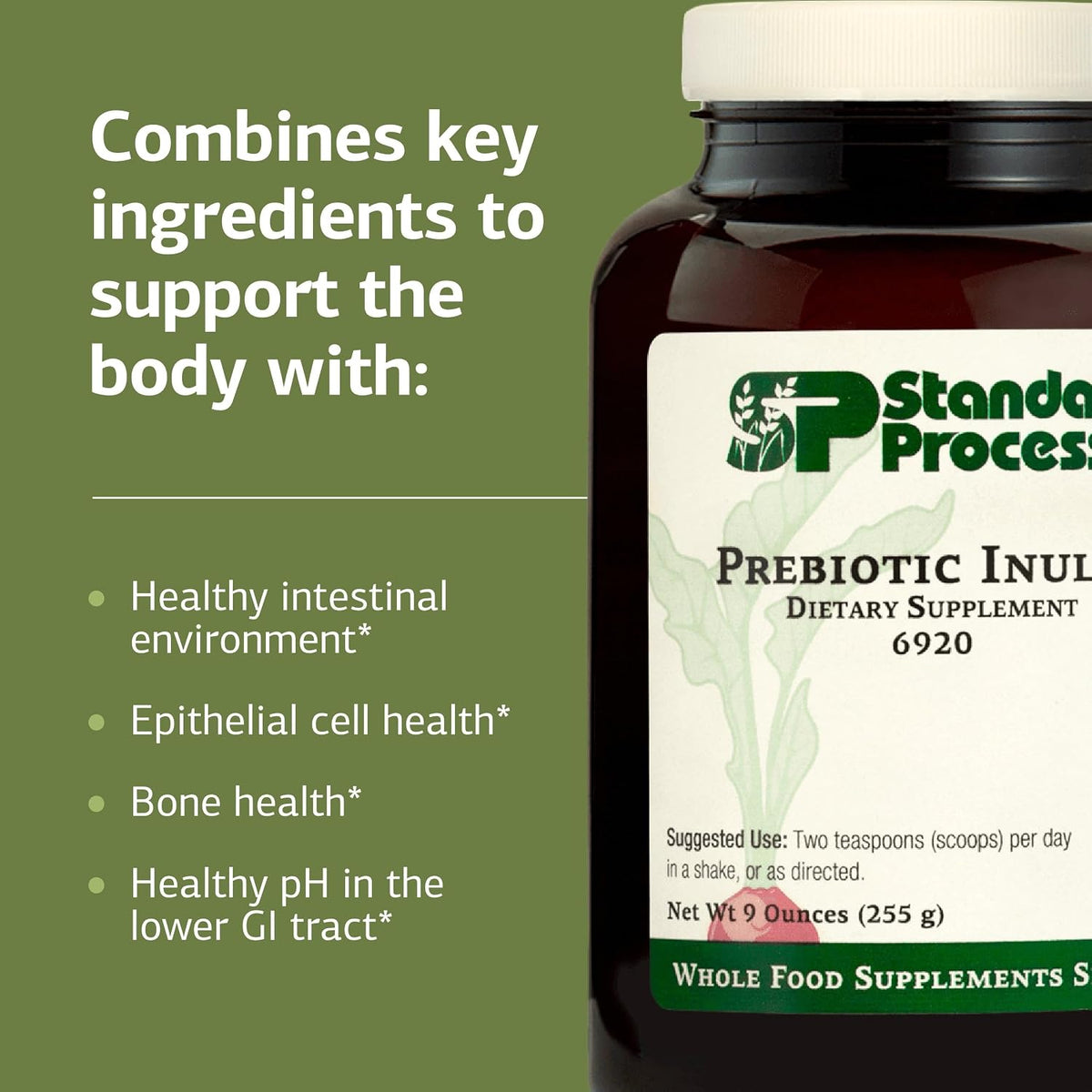 Standard Process Prebiotic Inulin, Gut Health & Immune Support, 9 oz