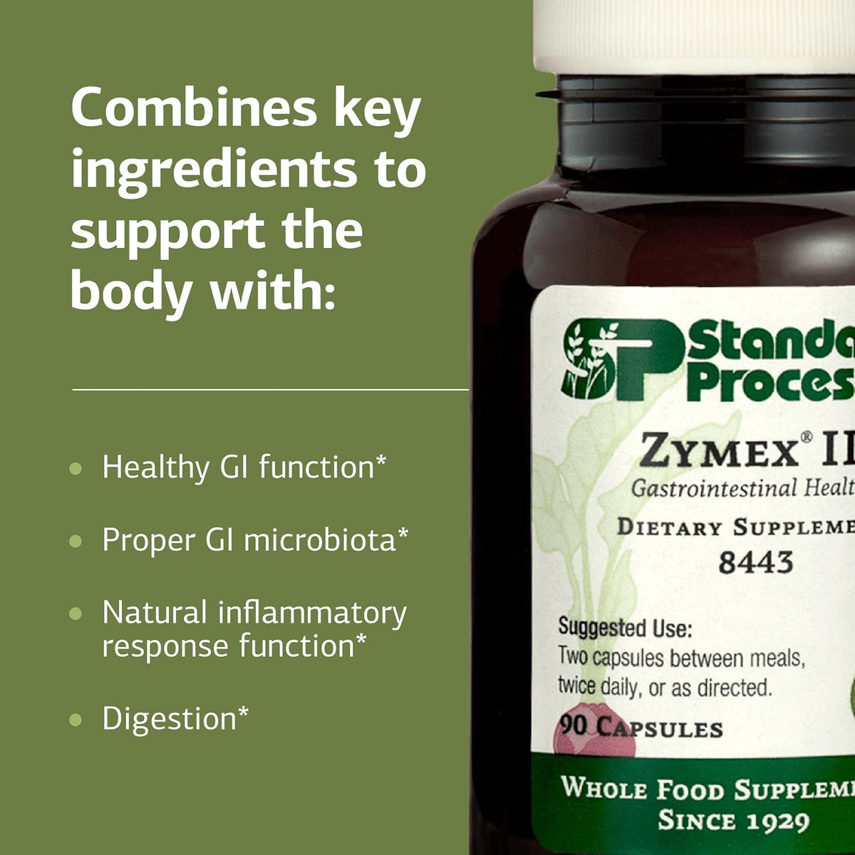Standard Process Zymex II, GI Digestive Enzyme Supplement, 90 Capsules